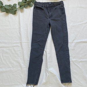 Gap True Skinny faded black jeans with frayed hem